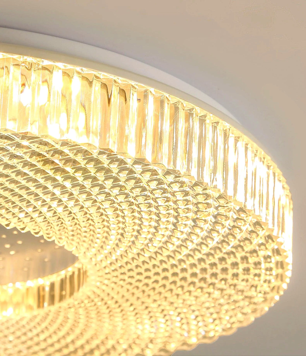 Plafonnier Rond Acrylique de Luxe, LED Intégrée, Monture Métal