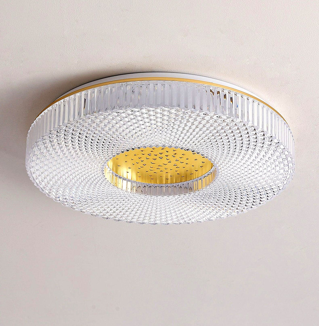Plafonnier Rond Acrylique de Luxe, LED Intégrée, Monture Métal