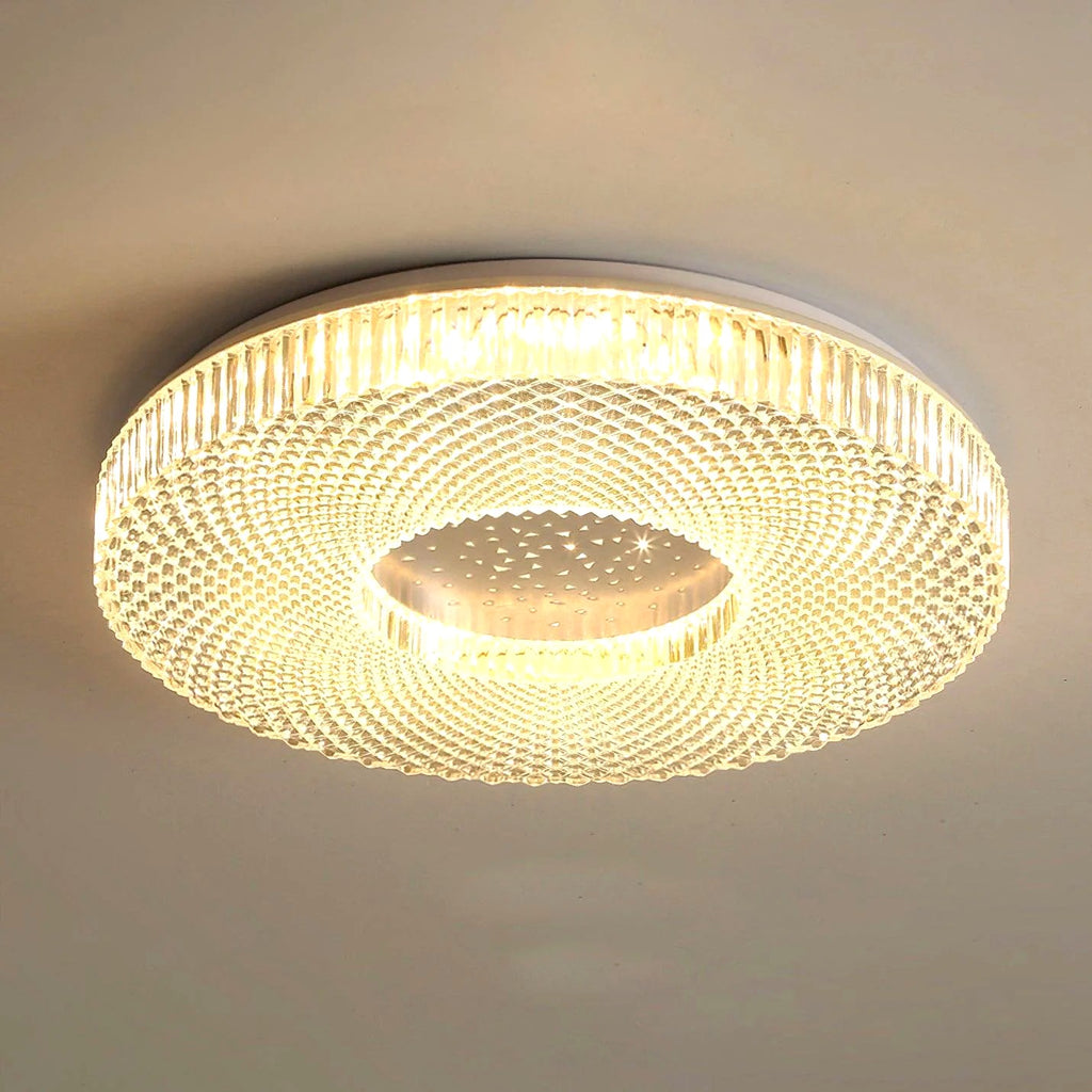 Plafonnier Rond Acrylique de Luxe, LED Intégrée, Monture Métal