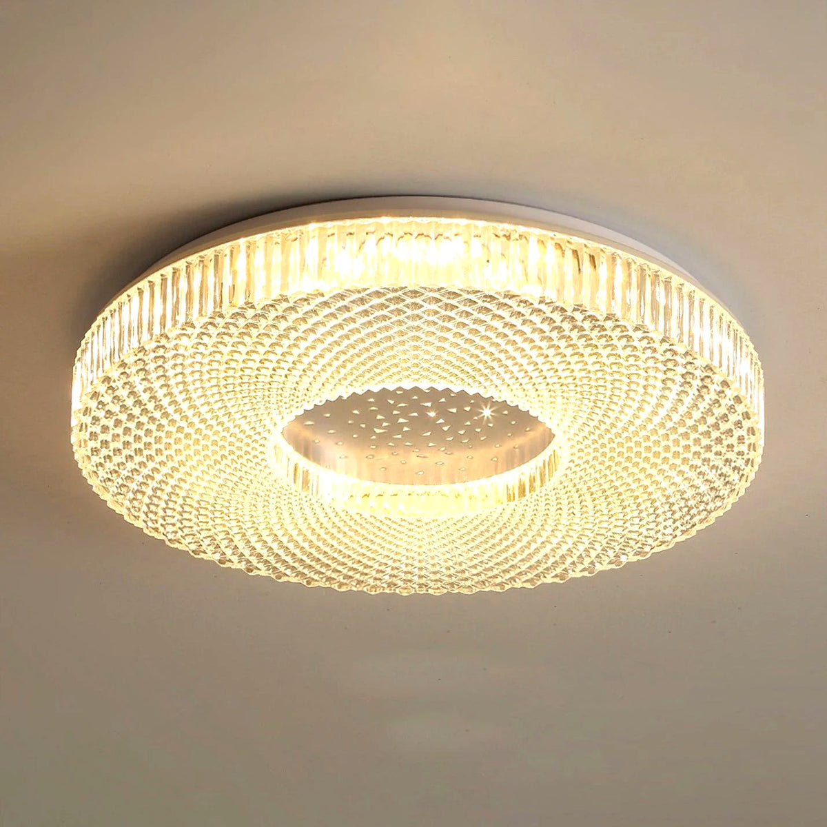 Plafonnier Rond Acrylique de Luxe, LED Intégrée, Monture Métal