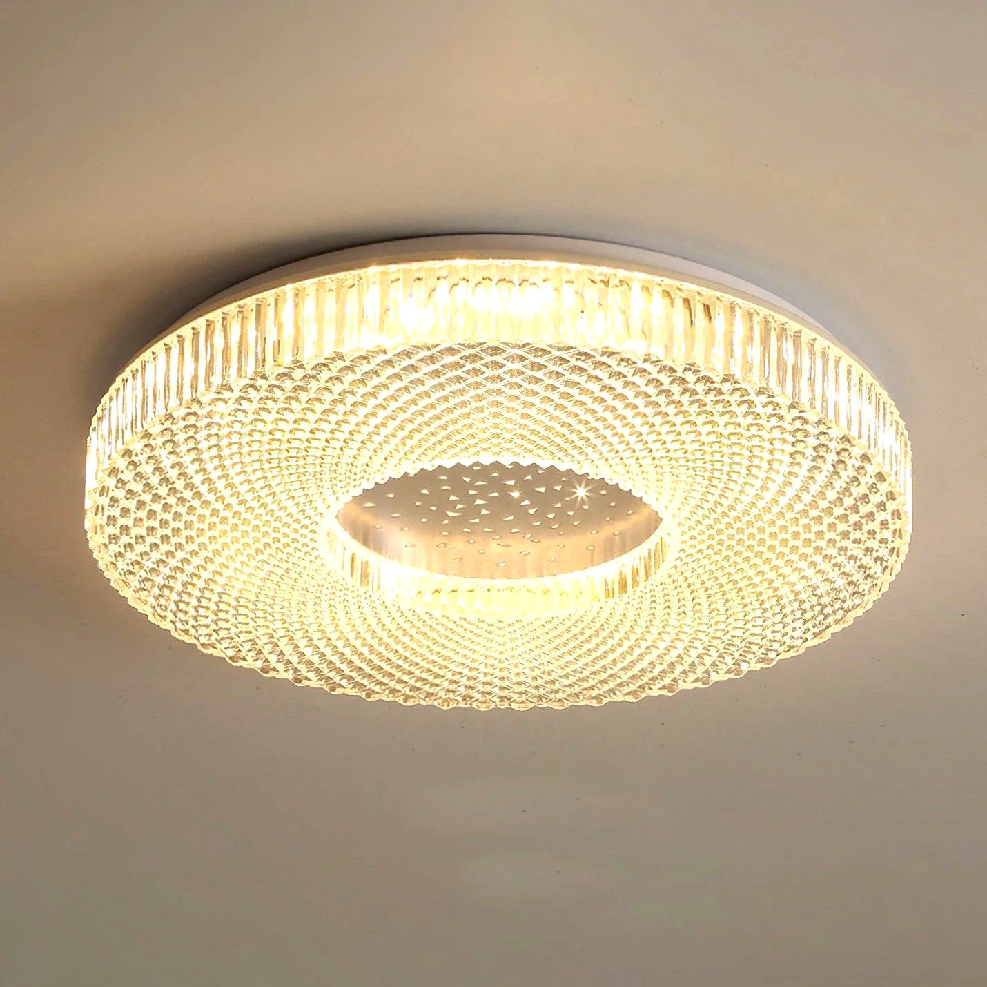Plafonnier Rond Acrylique de Luxe, LED Intégrée, Monture Métal