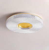 Plafonnier Rond Acrylique de Luxe, LED Intégrée, Monture Métal