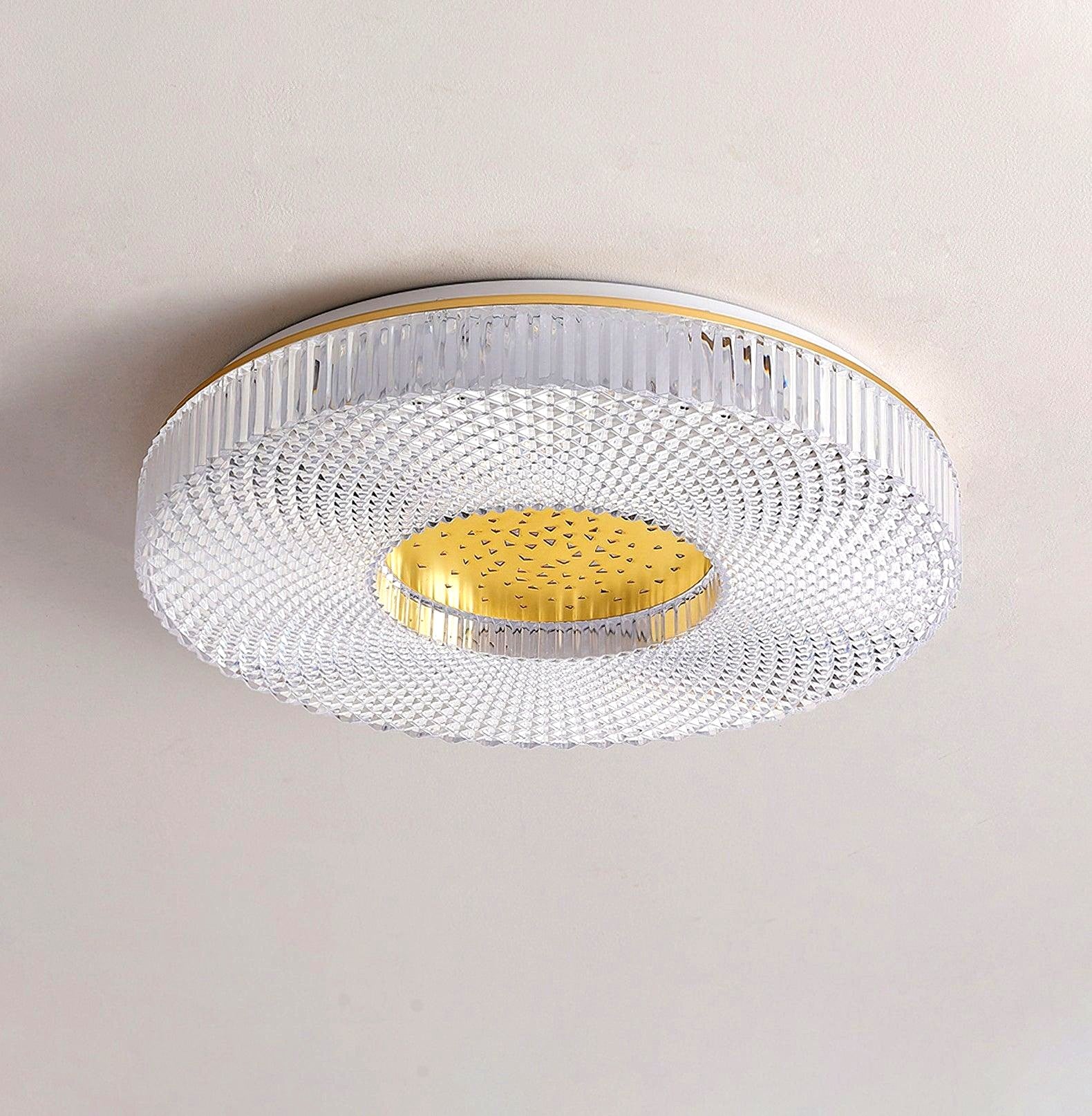 Plafonnier Rond Acrylique de Luxe, LED Intégrée, Monture Métal