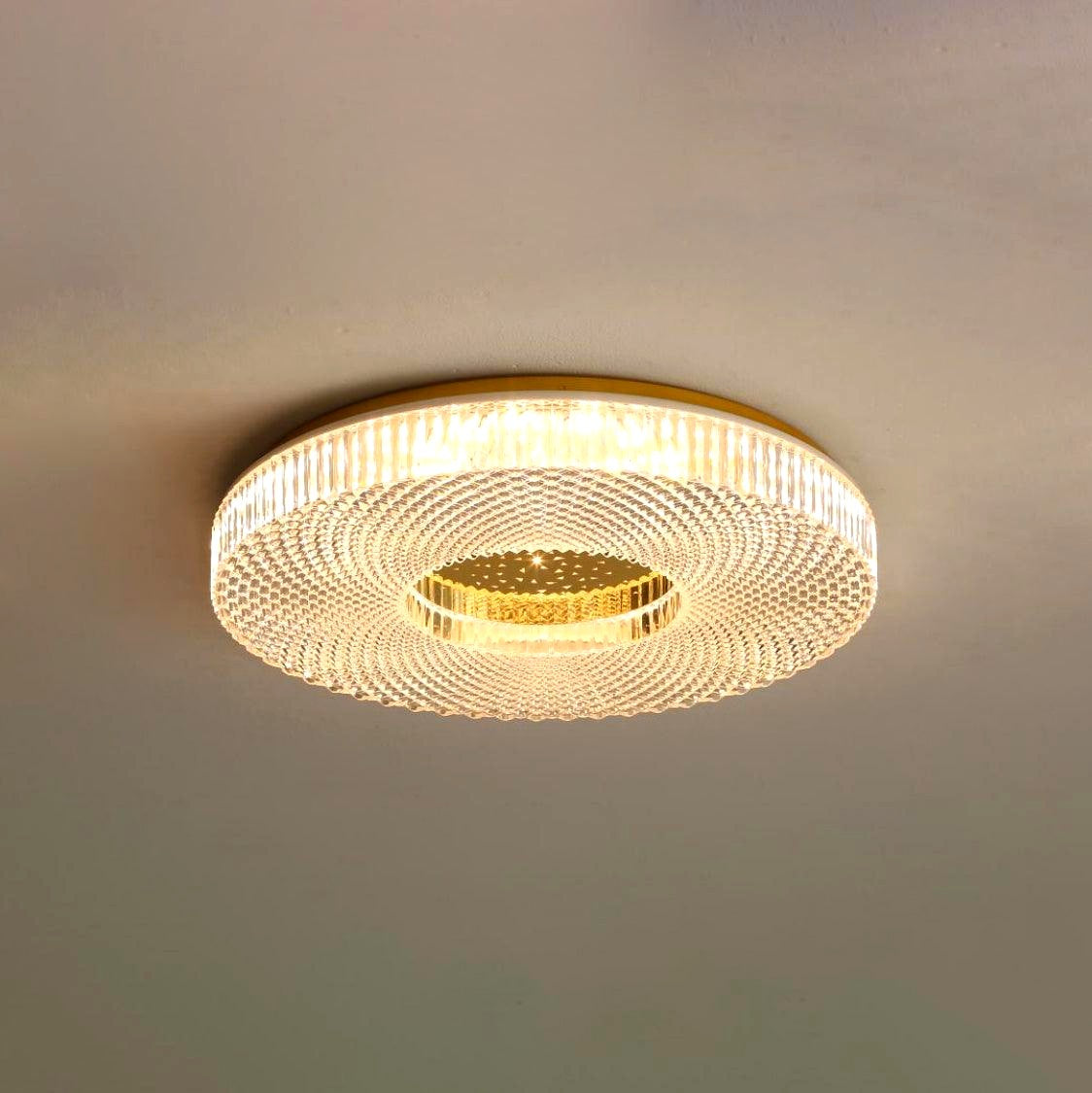 Plafonnier Rond Acrylique de Luxe, LED Intégrée, Monture Métal