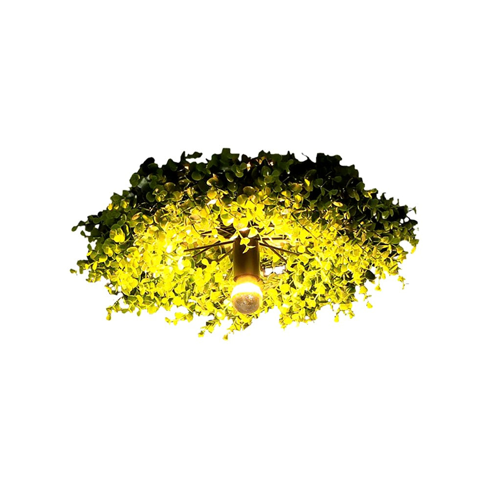 Plafonnier Touffe d'Herbe Artificielle Verte, Décor Végétal Vintage
