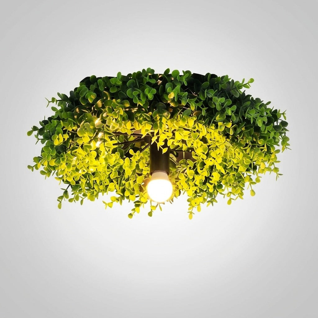 Plafonnier Touffe d'Herbe Artificielle Verte, Décor Végétal Vintage