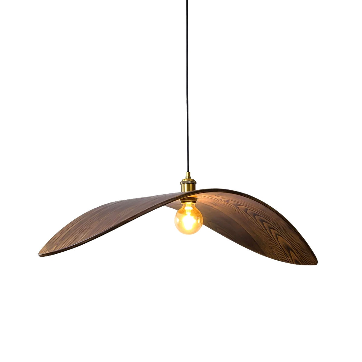 Suspension Bois Art Nordique Noyer, Silhouette Sculptée Graphique