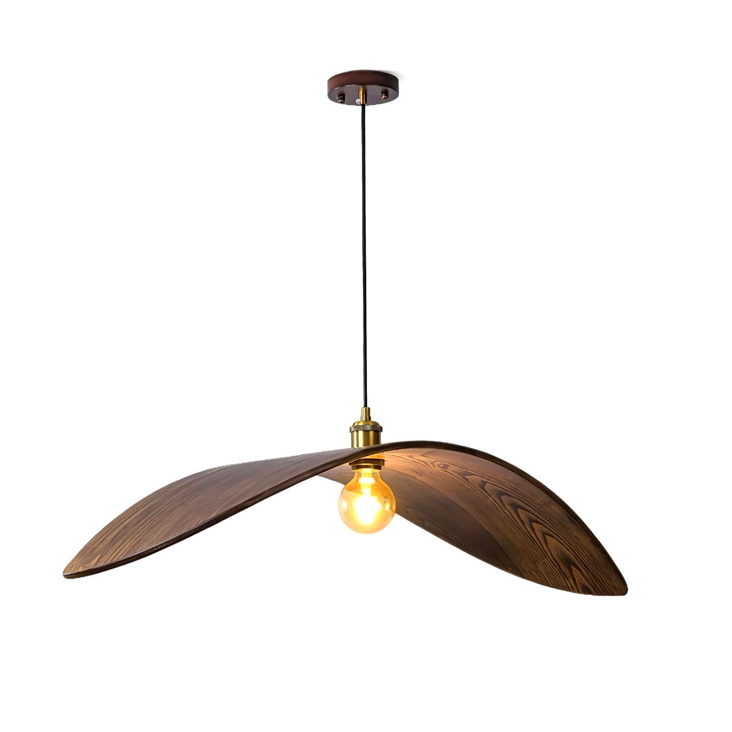 Suspension Bois Art Nordique Noyer, Silhouette Sculptée Graphique