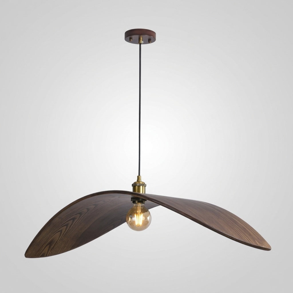 Suspension Bois Art Nordique Noyer, Silhouette Sculptée Graphique