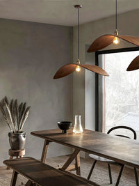Suspension Bois Art Nordique Noyer, Silhouette Sculptée Graphique