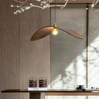 Suspension Bois Art Nordique Noyer, Silhouette Sculptée Graphique