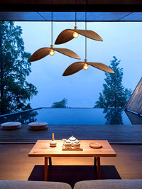 Suspension Bois Art Nordique Noyer, Silhouette Sculptée Graphique