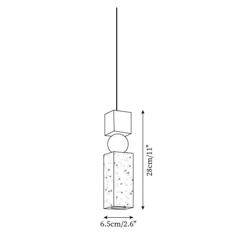Suspension Bois et Travertin Géométrique, Design Minimaliste Nordique