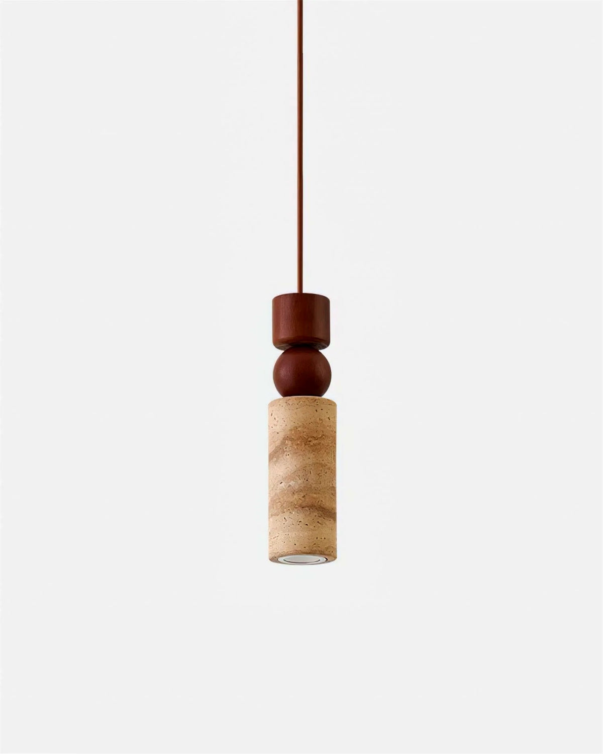 Suspension Bois et Travertin Géométrique, Design Minimaliste Nordique