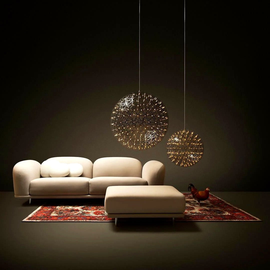 Suspension Boules Multiples Luxe Postmoderne, Sphères Métal Poli