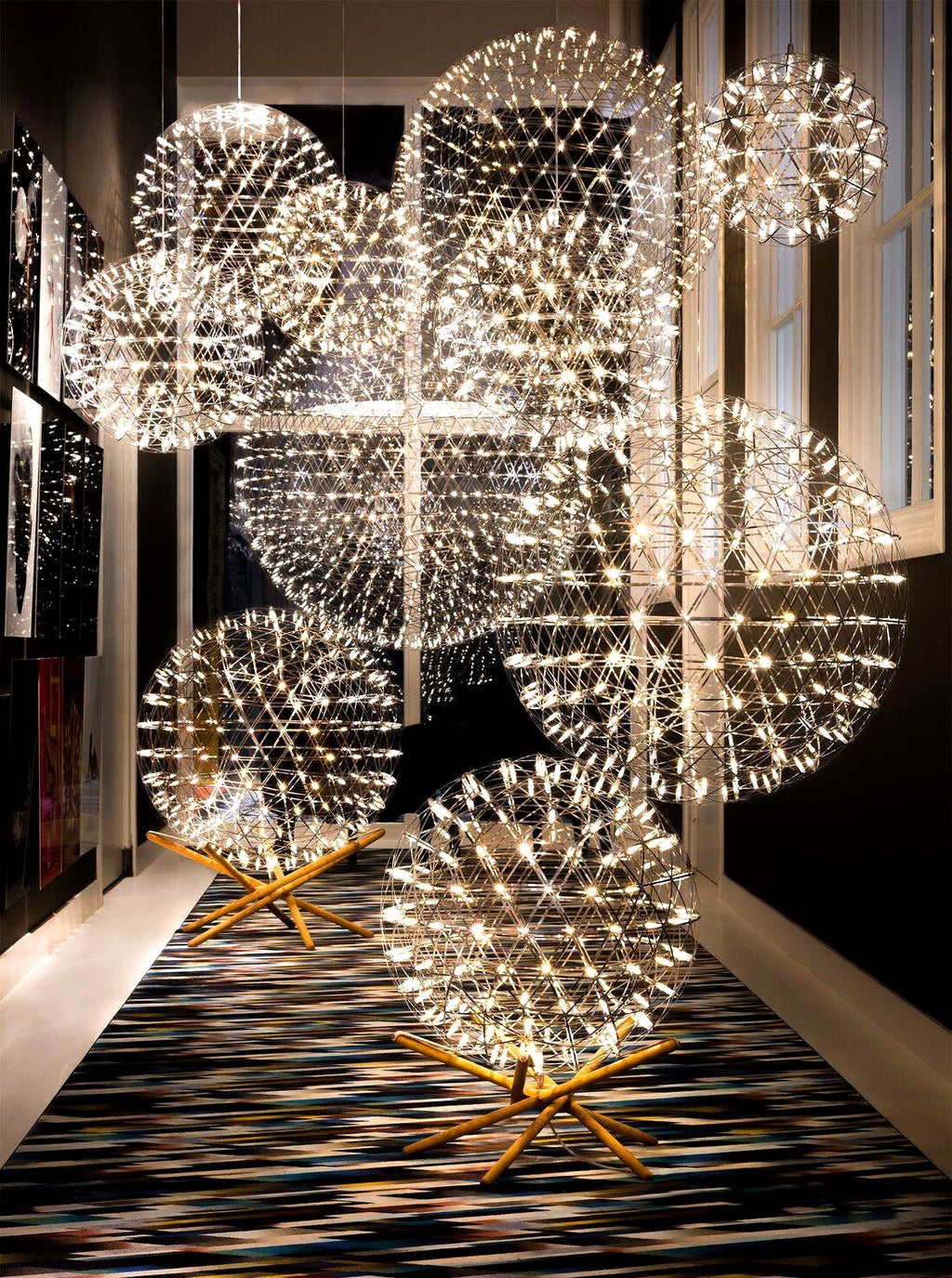 Suspension Boules Multiples Luxe Postmoderne, Sphères Métal Poli