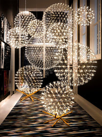 Suspension Boules Multiples Luxe Postmoderne, Sphères Métal Poli