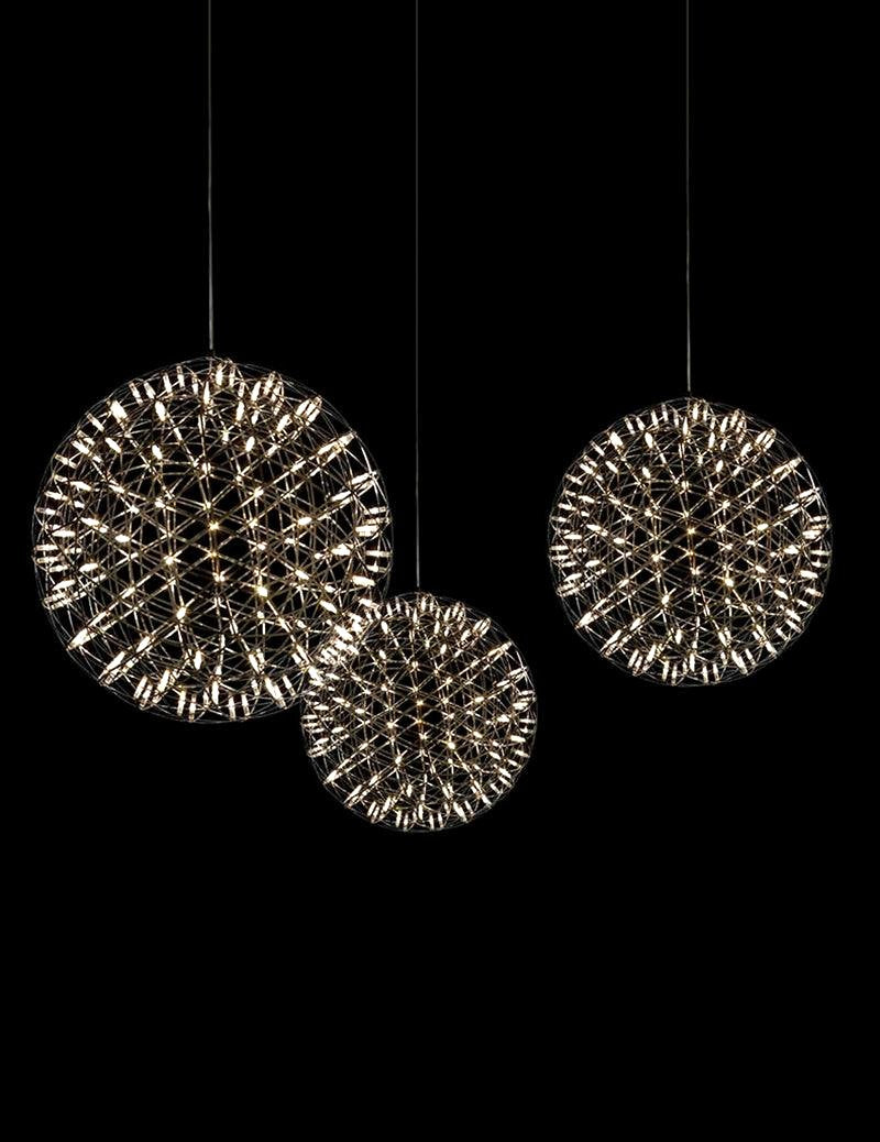 Suspension Boules Multiples Luxe Postmoderne, Sphères Métal Poli