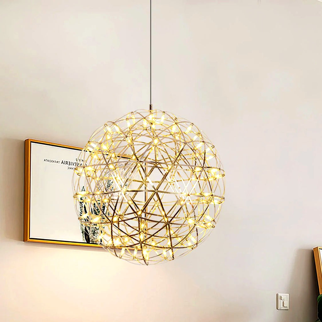 Suspension Boules Multiples Luxe Postmoderne, Sphères Métal Poli