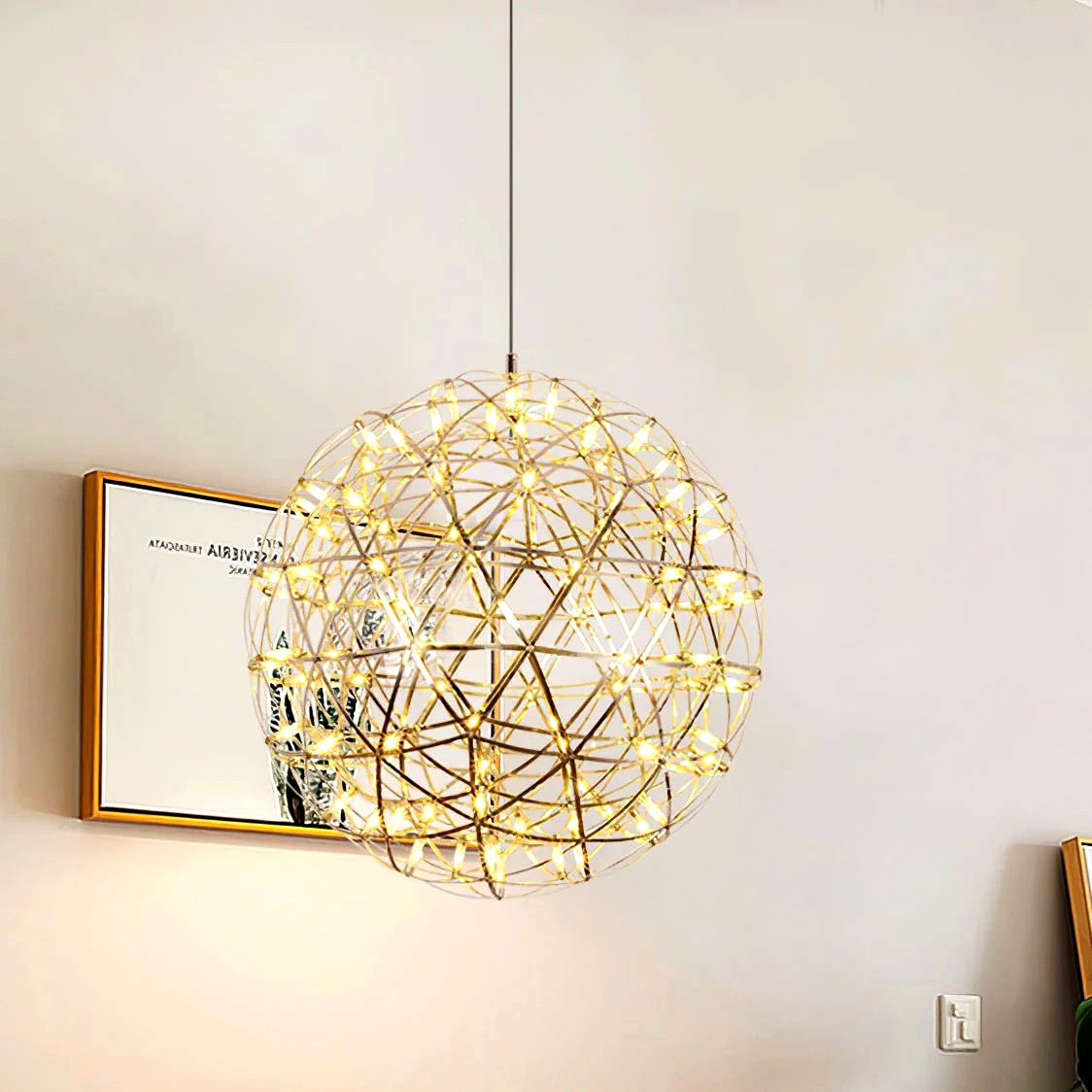 Suspension Boules Multiples Luxe Postmoderne, Sphères Métal Poli