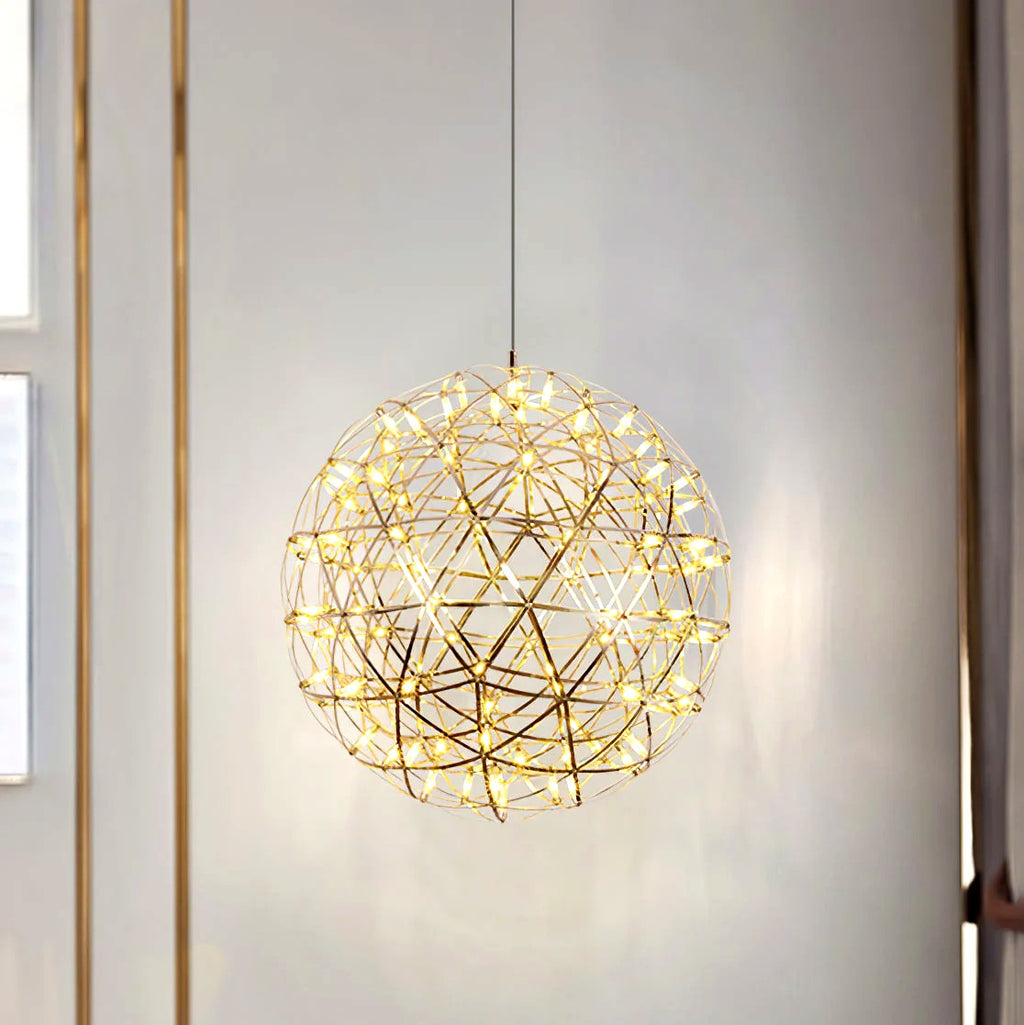 Suspension Boules Multiples Luxe Postmoderne, Sphères Métal Poli