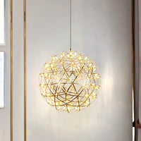 Suspension Boules Multiples Luxe Postmoderne, Sphères Métal Poli