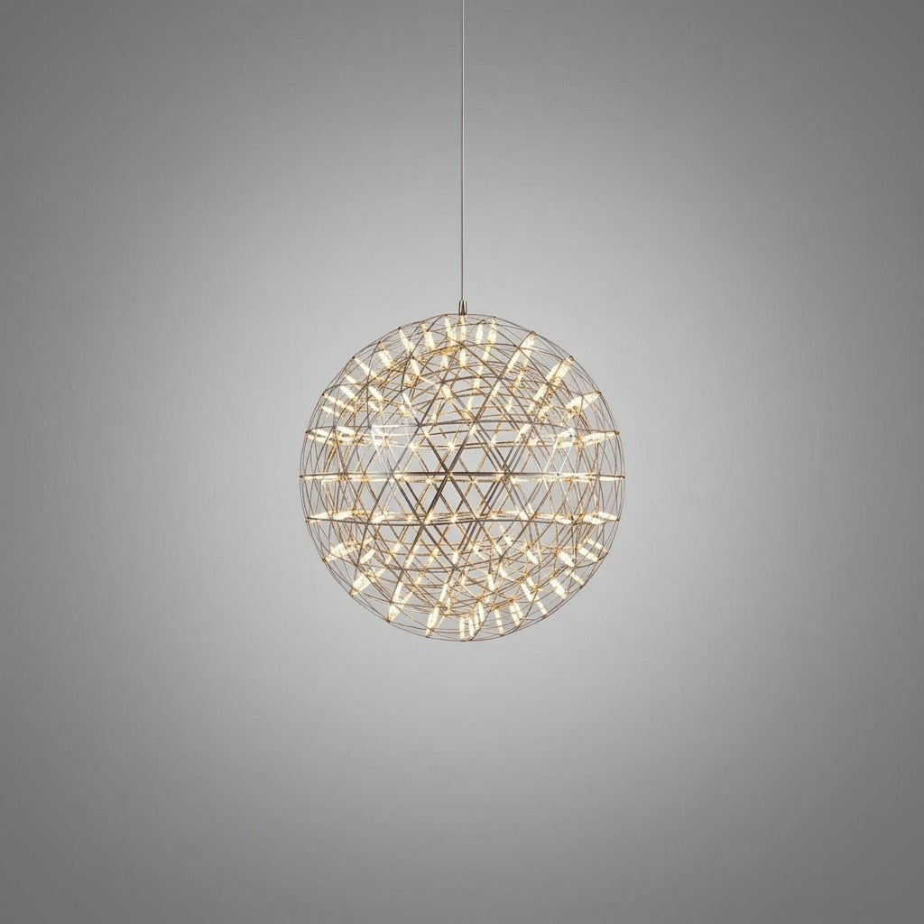Suspension Boules Multiples Luxe Postmoderne, Sphères Métal Poli