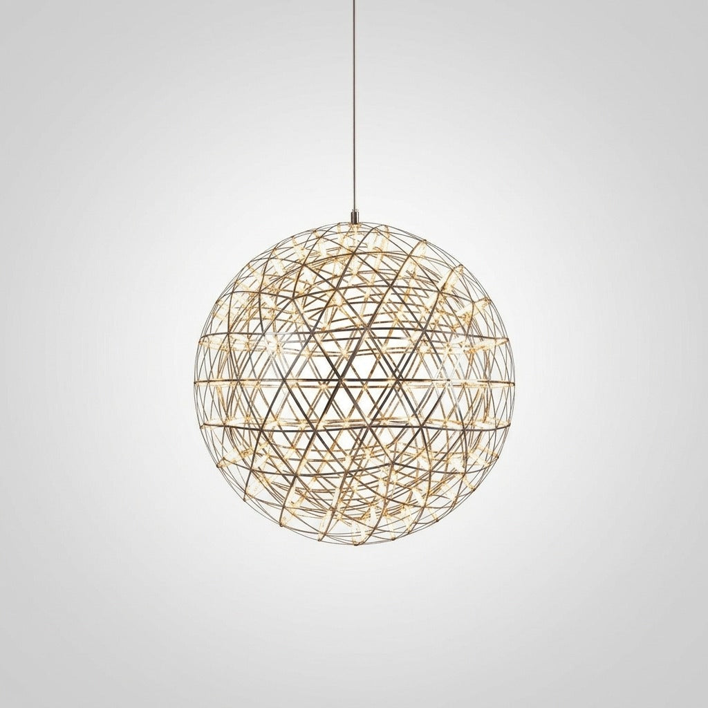 Suspension Boules Multiples Luxe Postmoderne, Sphères Métal Poli