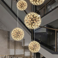 Suspension Boules Multiples Luxe Postmoderne, Sphères Métal Poli