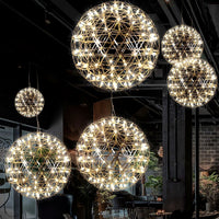 Suspension Boules Multiples Luxe Postmoderne, Sphères Métal Poli