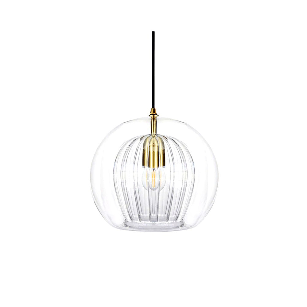 Suspension Bulle Globe Verre Nordique, Monture Dorée Aérienne, Chambre Image