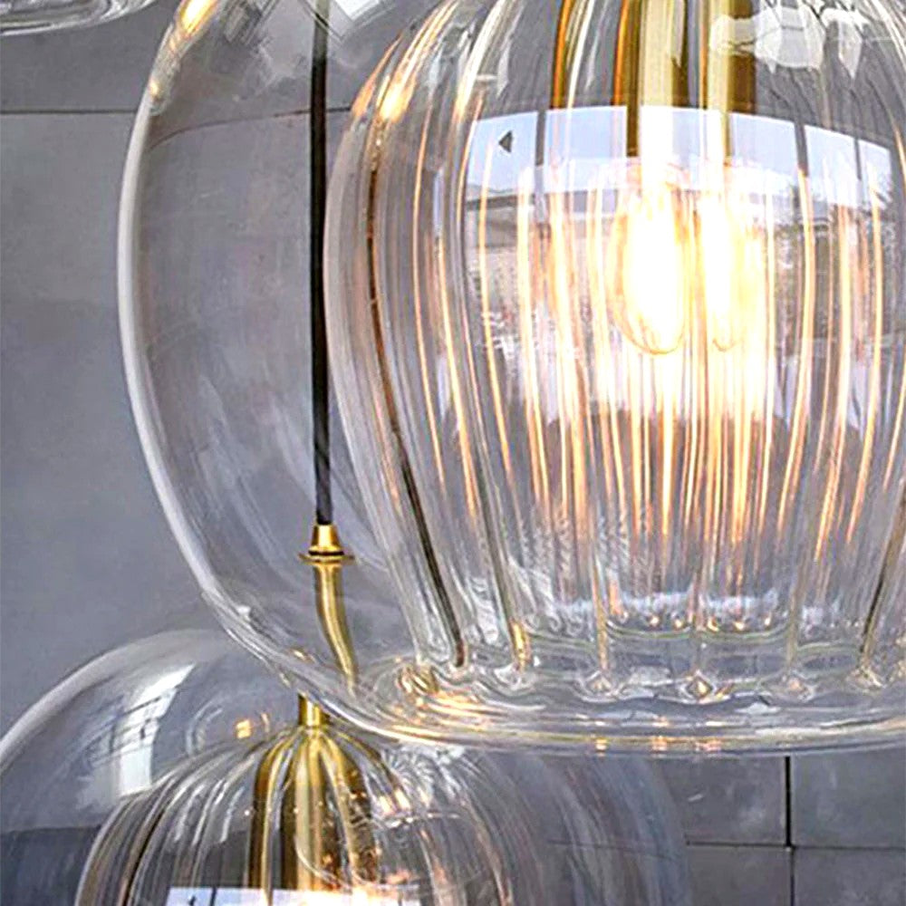 Suspension Bulle Globe Verre Nordique, Monture Dorée Aérienne, Chambre