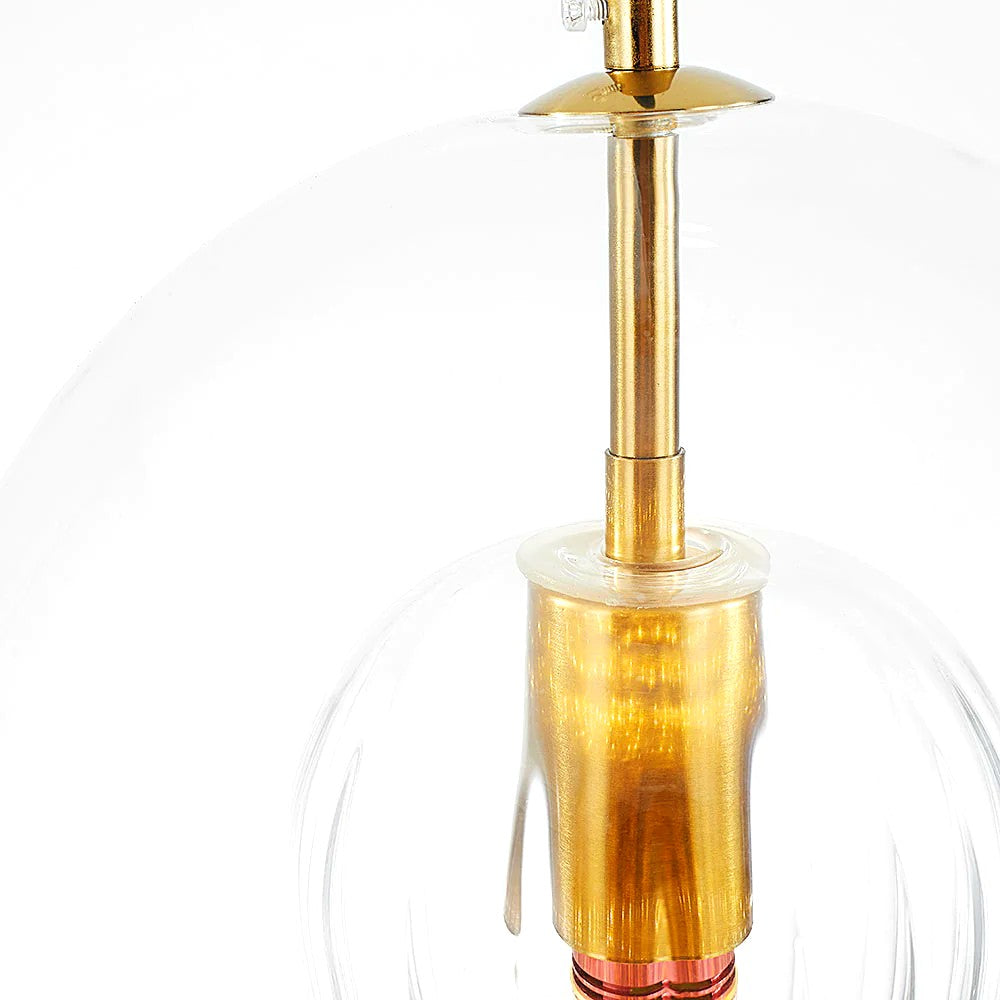 Suspension Bulle Globe Verre Nordique, Monture Dorée Aérienne, Chambre