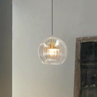 Suspension Bulle Globe Verre Nordique, Monture Dorée Aérienne, Chambre
