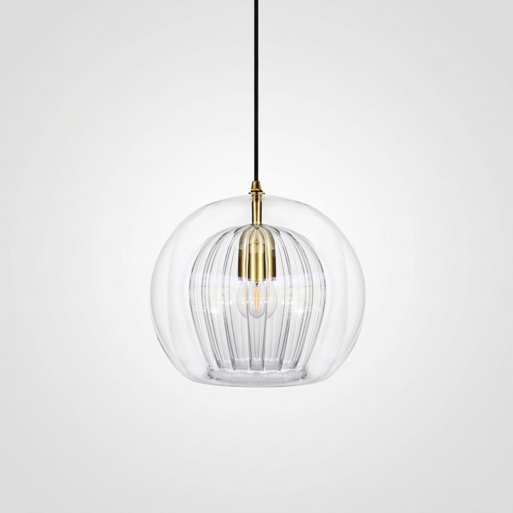 Suspension Bulle Globe Verre Nordique, Monture Dorée Aérienne, Chambre
