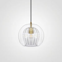 Suspension Bulle Globe Verre Nordique, Monture Dorée Aérienne, Chambre