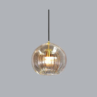 Suspension Bulle Globe Verre Nordique, Monture Dorée Aérienne, Chambre