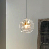 Suspension Bulle Globe Verre Nordique, Monture Dorée Aérienne, Chambre