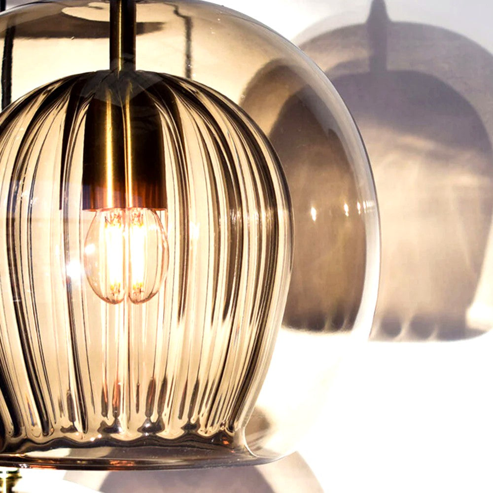 Suspension Bulle Globe Verre Nordique, Monture Dorée Aérienne, Chambre