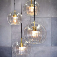 Suspension Bulle Globe Verre Nordique, Monture Dorée Aérienne, Chambre