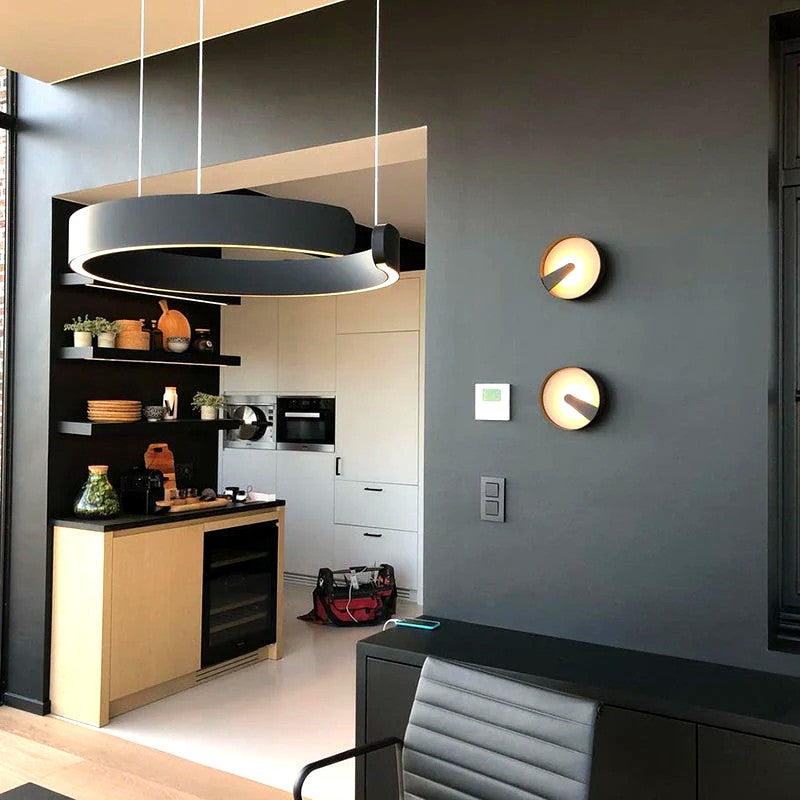 Suspension Cercles LED Anneaux Métal, Design Contemporain