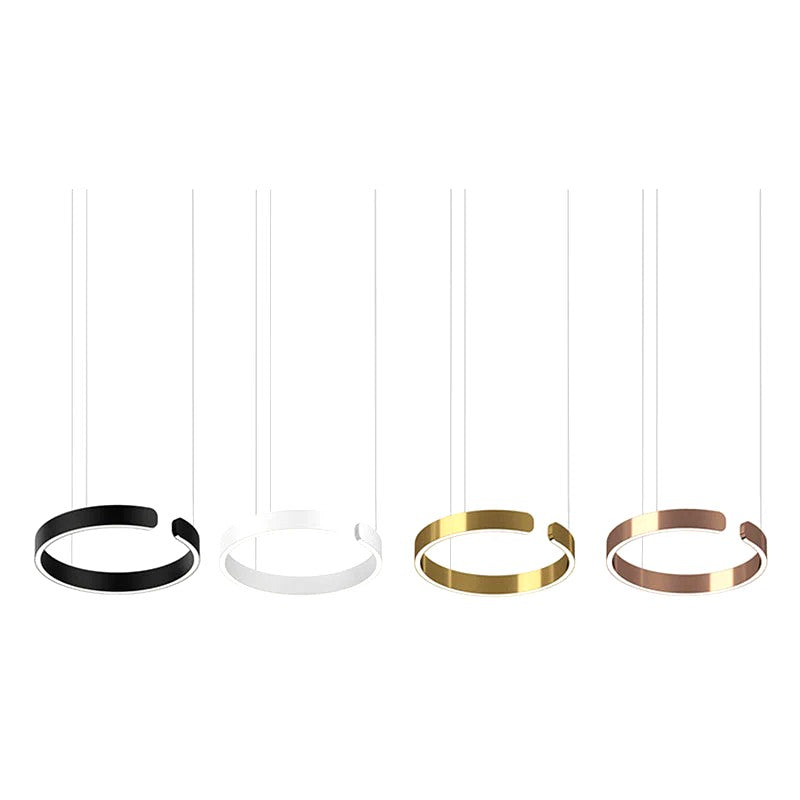 Suspension Cercles LED Anneaux Métal, Design Contemporain