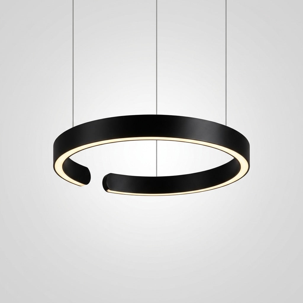 Suspension Cercles LED Anneaux Métal, Design Contemporain