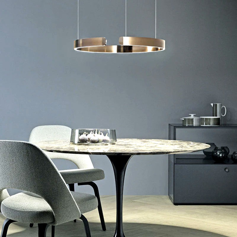 Suspension Cercles LED Anneaux Métal, Design Contemporain