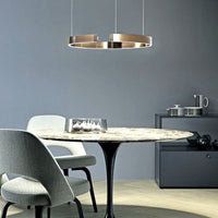 Suspension Cercles LED Anneaux Métal, Design Contemporain