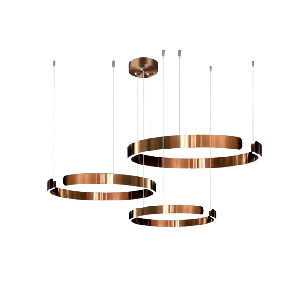 Suspension Cercles LED Anneaux Métal, Design Contemporain