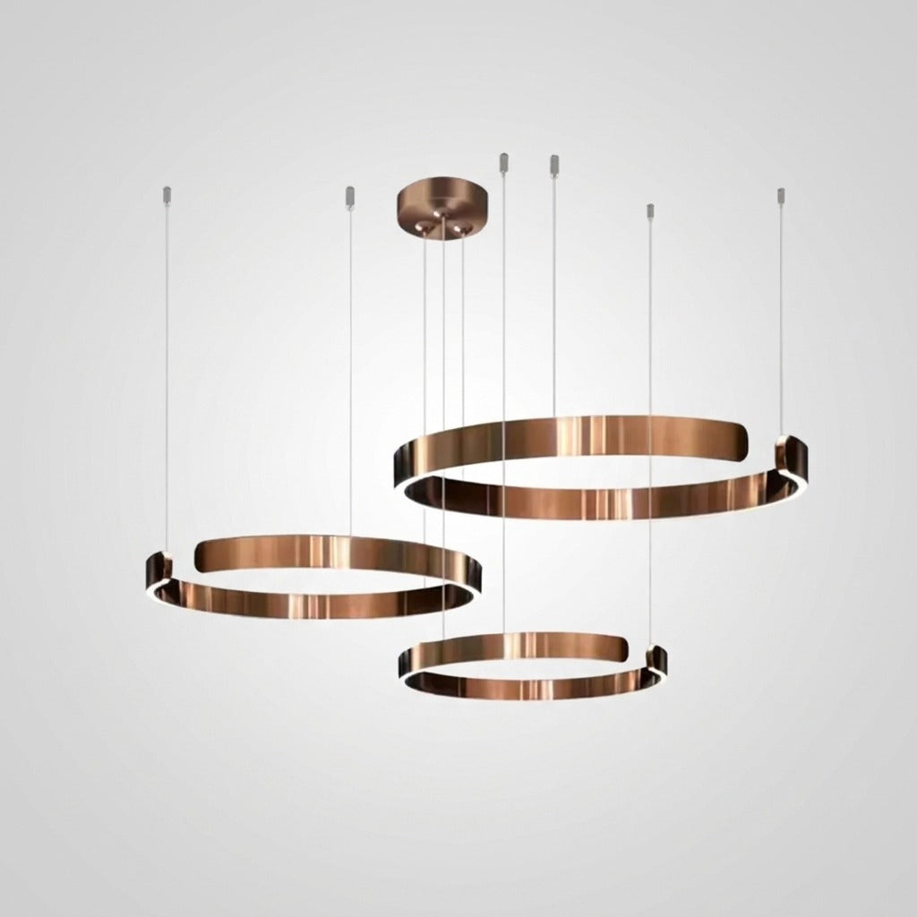 Suspension Cercles LED Anneaux Métal, Design Contemporain