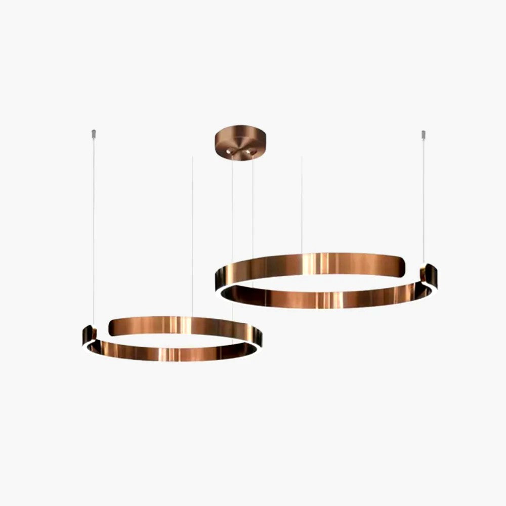 Suspension Cercles LED Anneaux Métal, Design Contemporain