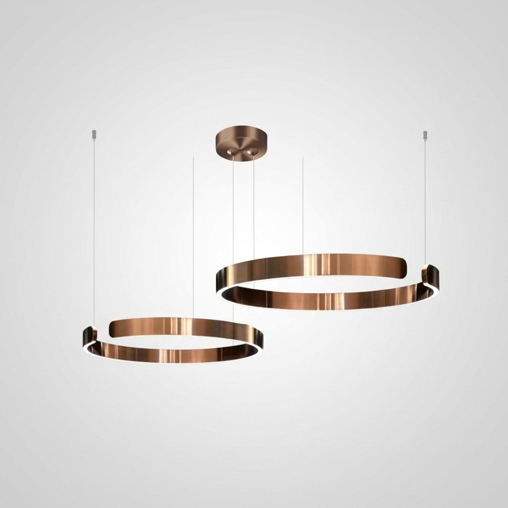 Suspension Cercles LED Anneaux Métal, Design Contemporain