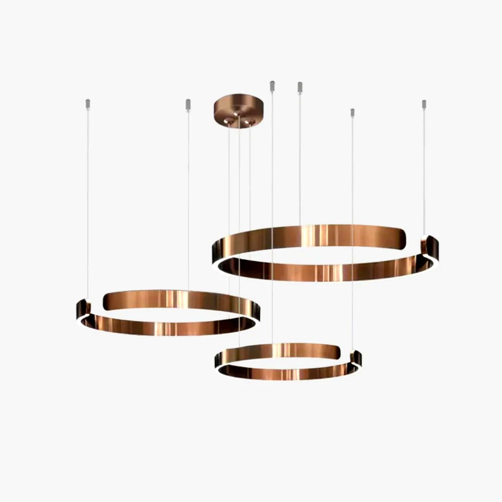Suspension Cercles LED Anneaux Métal, Design Contemporain